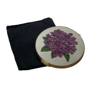 Vintage Compact Stratton Purple Violet Enamel Gold Tone Original Powder England